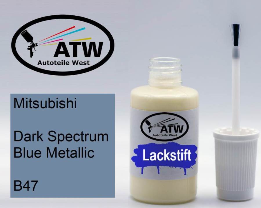 Mitsubishi, Dark Spectrum Blue Metallic, B47: 20ml Lackstift, von ATW Autoteile West.